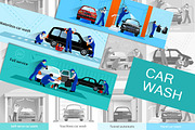Car wash full service vector set