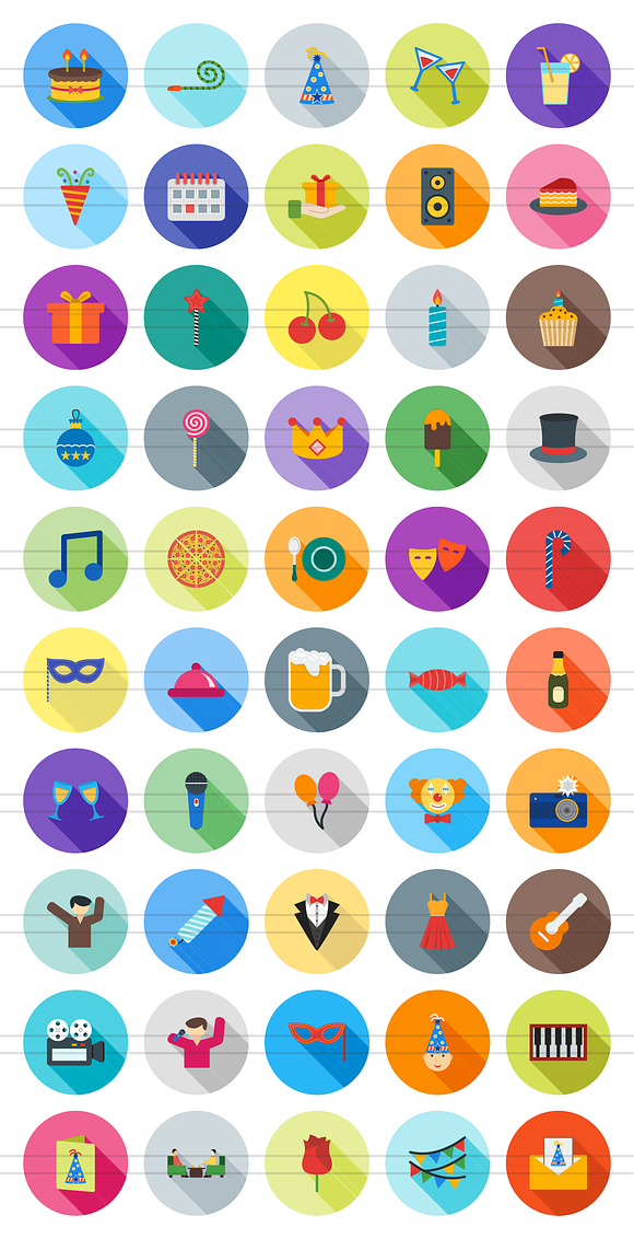 50 Birthday Flat Shadowed Icons in Graphics - product preview 1