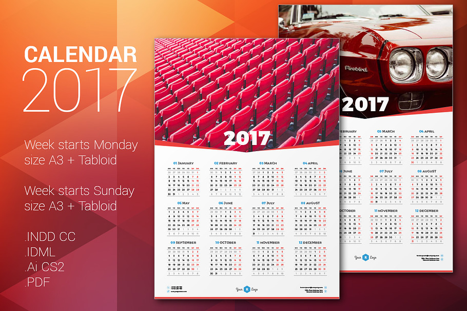 Calendar Poster 2017 in Stationery Templates - product preview 8