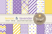 Lemon and Lavender Digital Papers