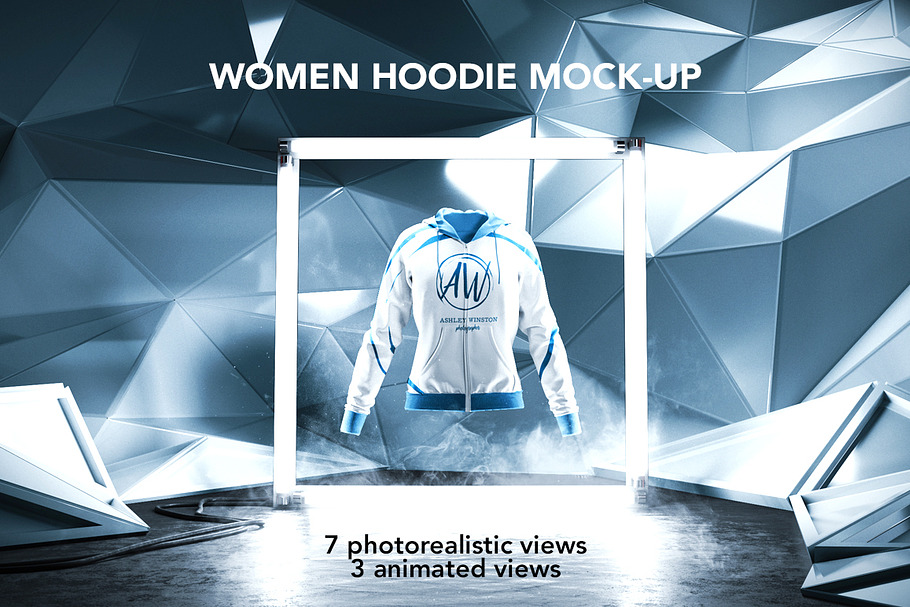 Women Hoodie Mock-up/Animated shots in Product Mockups - product preview 8