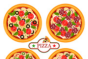Pizza italian cook vector set