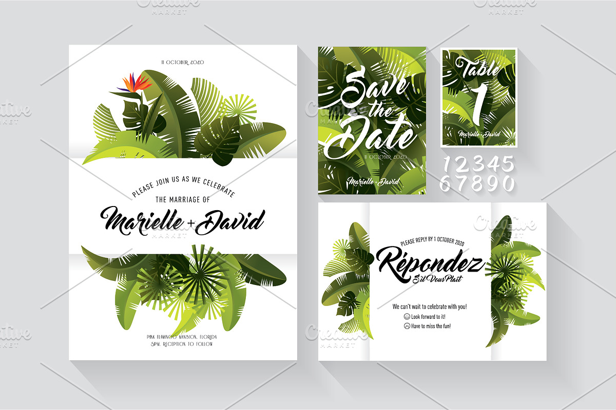 tropical wedding invite stationery  in Wedding Templates - product preview 8