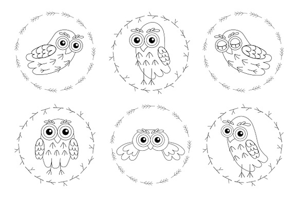 Owl black and white in Illustrations - product preview 1
