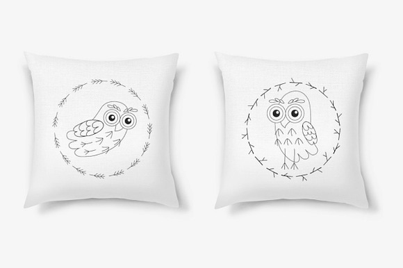 Owl black and white in Illustrations - product preview 4