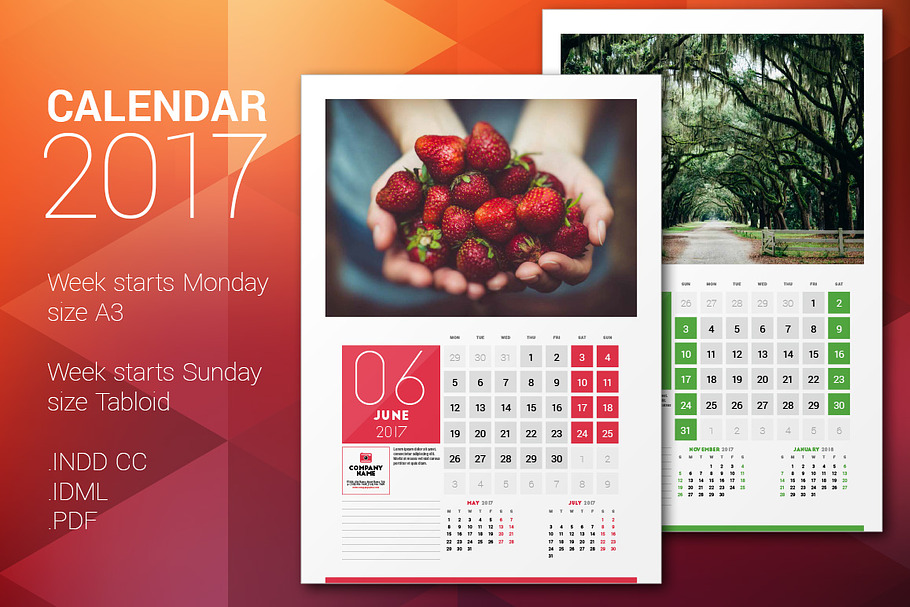 Wall Calendar 2017 in Stationery Templates - product preview 8
