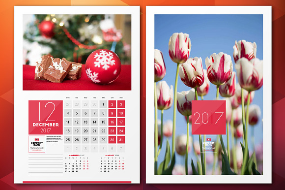 Wall Calendar 2017 in Stationery Templates - product preview 1