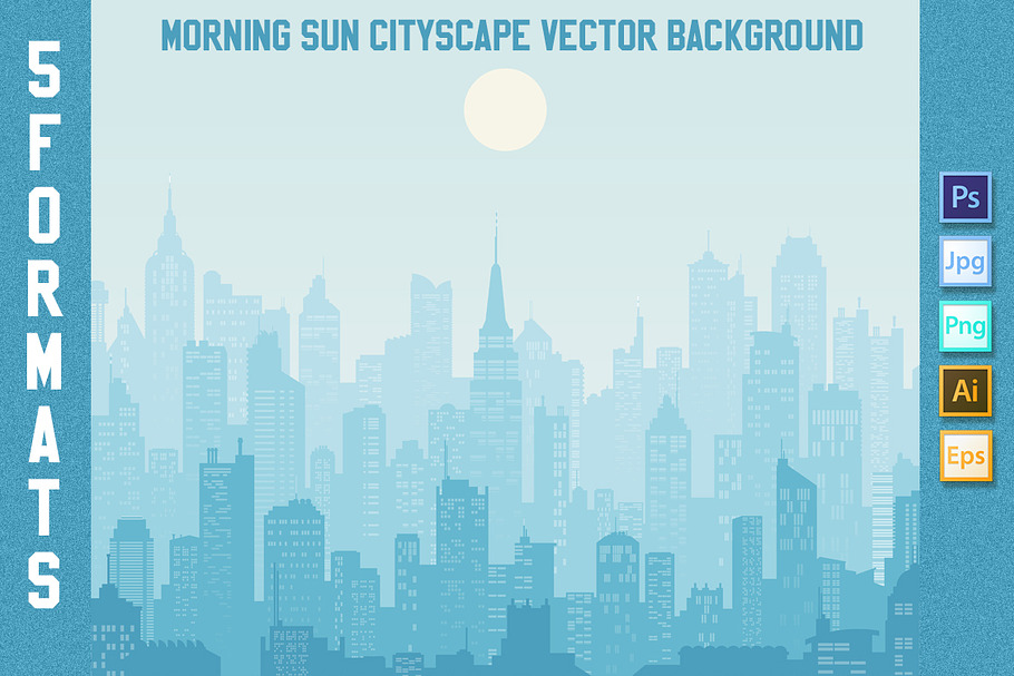 Morning sun Cityscape Background in Illustrations - product preview 8