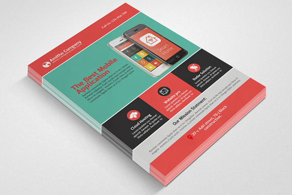 Mobile App Flyer Template in Flyer Templates - product preview 1