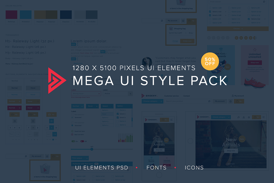 Mega UI style pack - 50% off!!!  in UI Kits and Libraries - product preview 8
