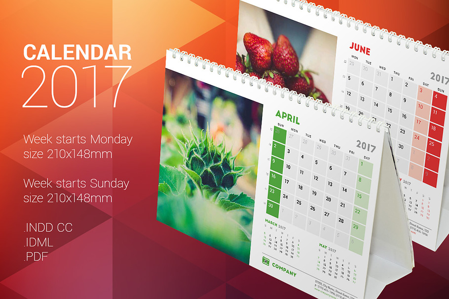 Desk Calendar 2017 in Stationery Templates - product preview 8