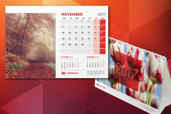 Desk Calendar 2017 in Stationery Templates - product preview 1