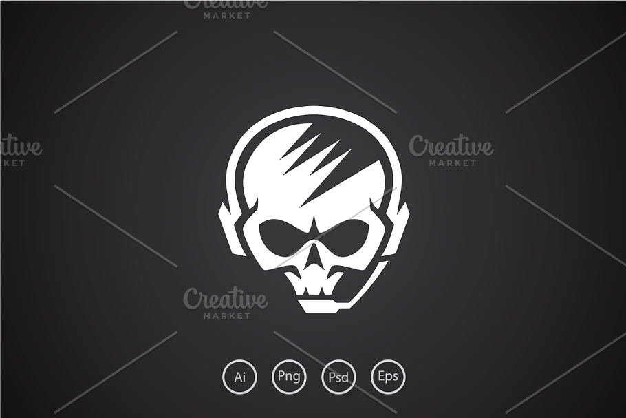 Hardcore Skull Gamer Logo Template