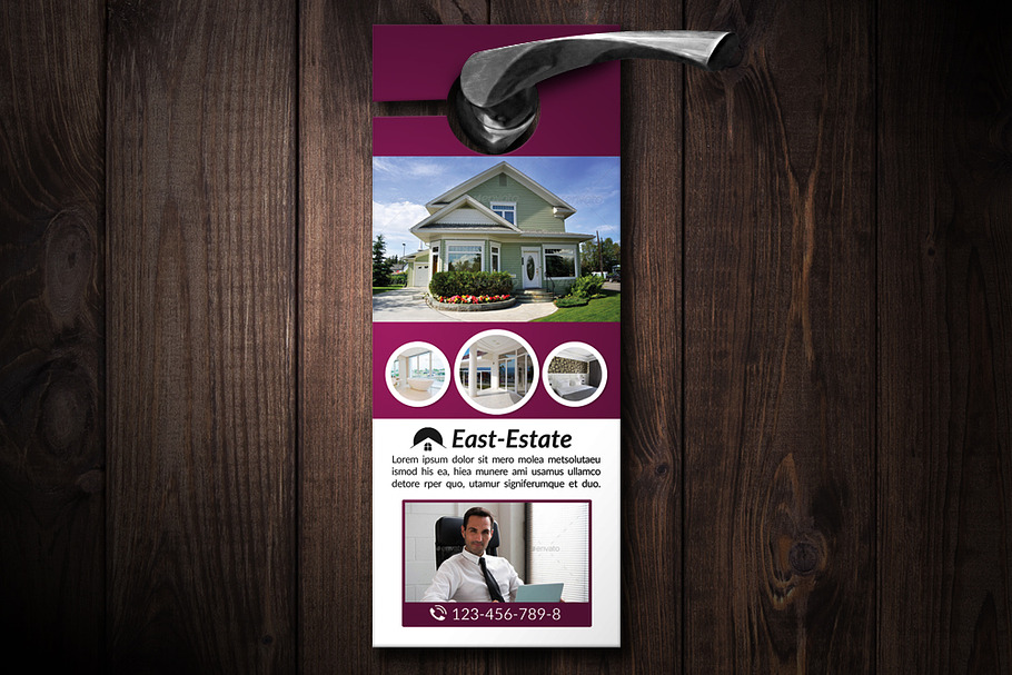 Real Estate Dood Hanger in Stationery Templates - product preview 8