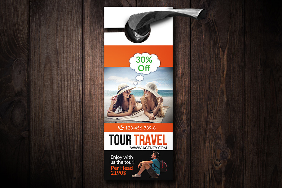 Tour travel Agency Door Hanger in Stationery Templates - product preview 8