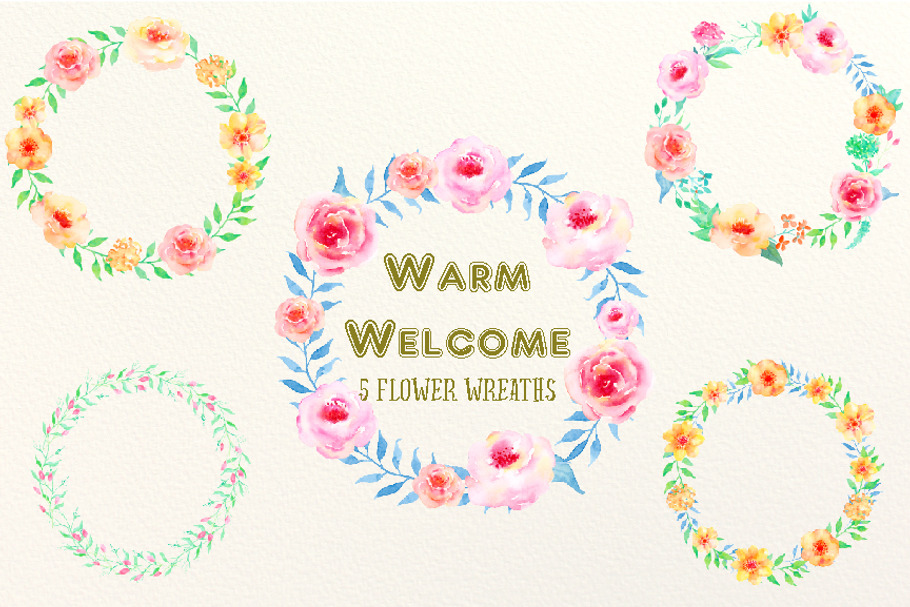 Watercolor Wreaths Warm Welcome
