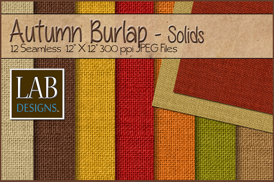 12 Fall Color Burlap Fabric Textures