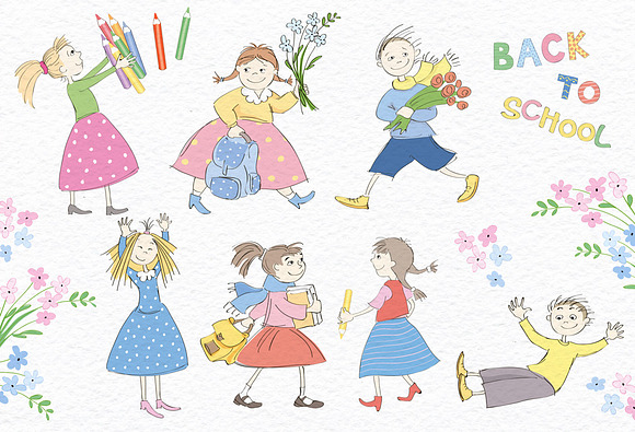Children. School. Floral in Illustrations - product preview 2