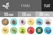 50 Farm Flat Shadowed Icons