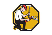 Plumber Repair Faucet Tap Cartoon