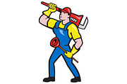 Plumber Carrying Wrench Plunger