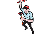 Plumber With Monkey Wrench Plunger