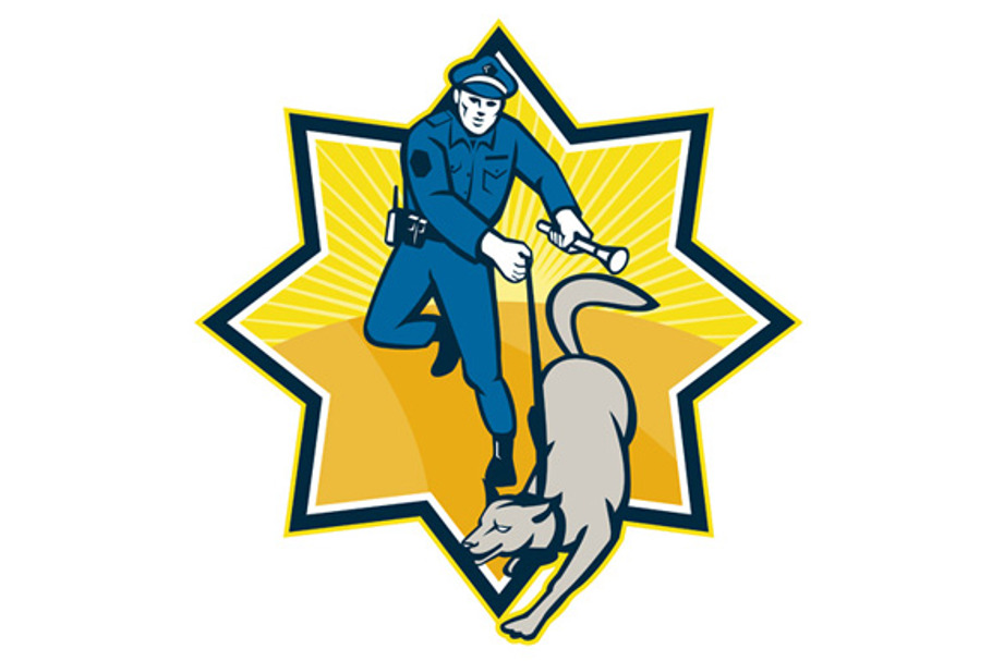 Policeman Police Dog Canine Team in Illustrations - product preview 8