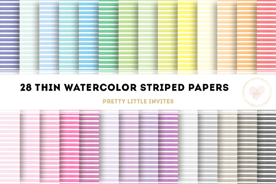 Watercolor Thin Striped Papers