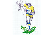 Rugby Player Running Passing Ball