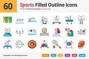 60 Sports Filled Outline Icons