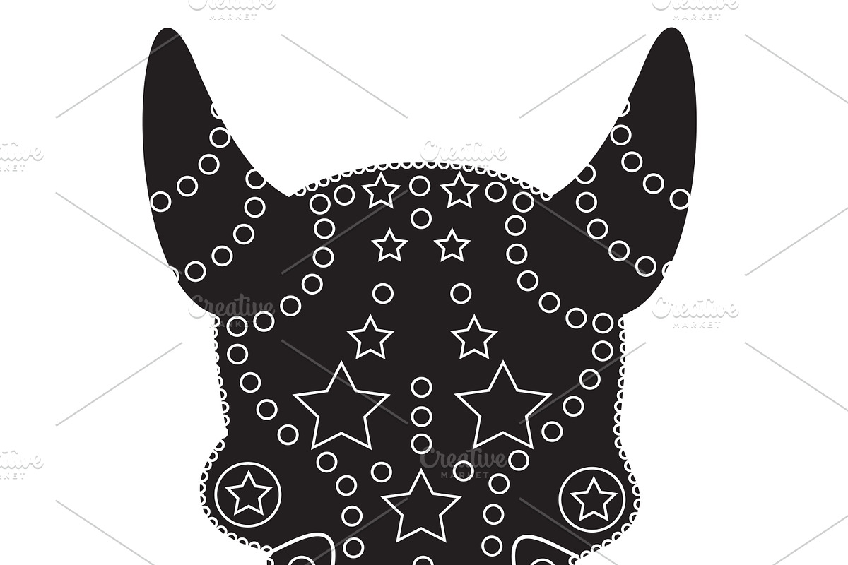 Devil skull ornament black vector in Graphics - product preview 8