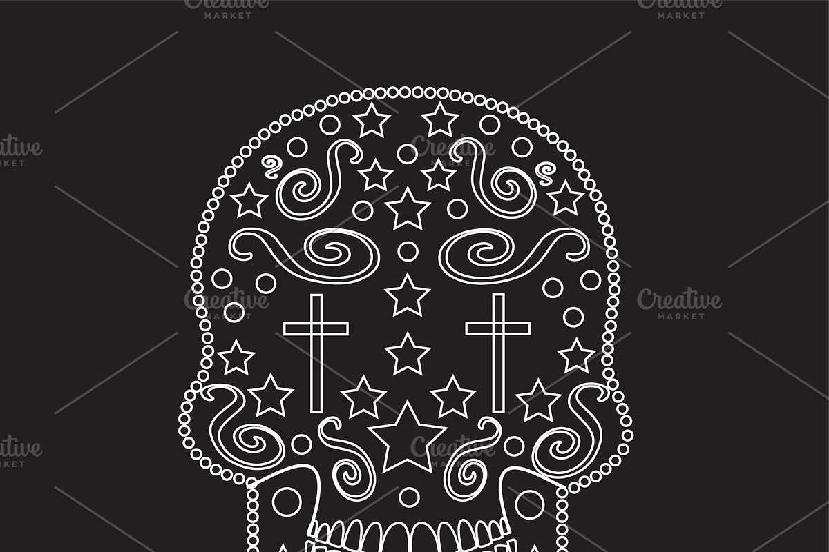 Skull ornament with crosses in Graphics - product preview 8