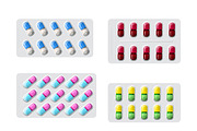 Set of various packed pills