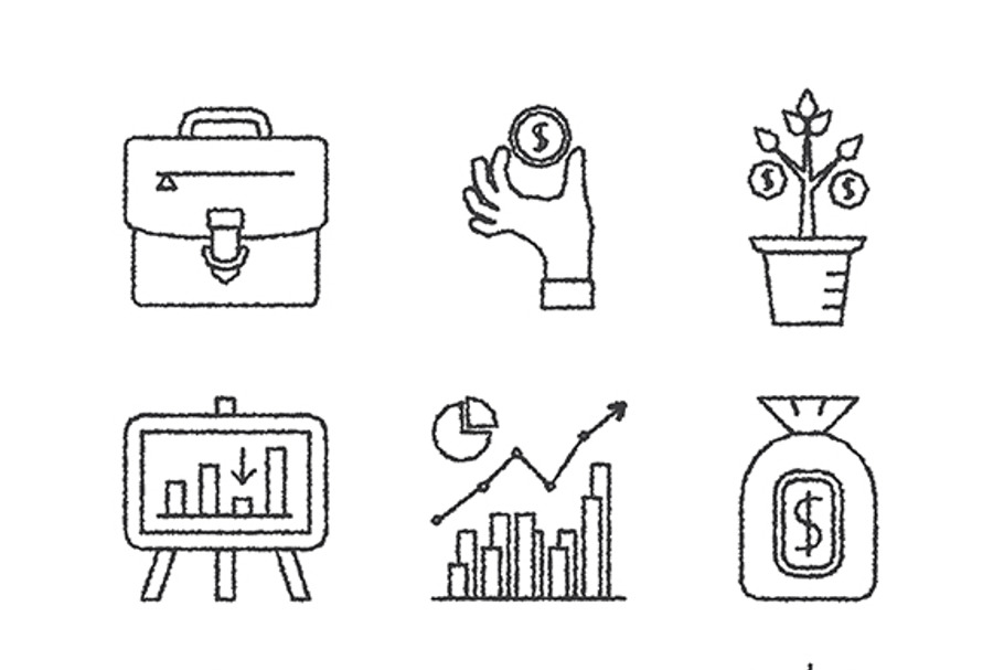 Sketched financial iconset in Graphics - product preview 8