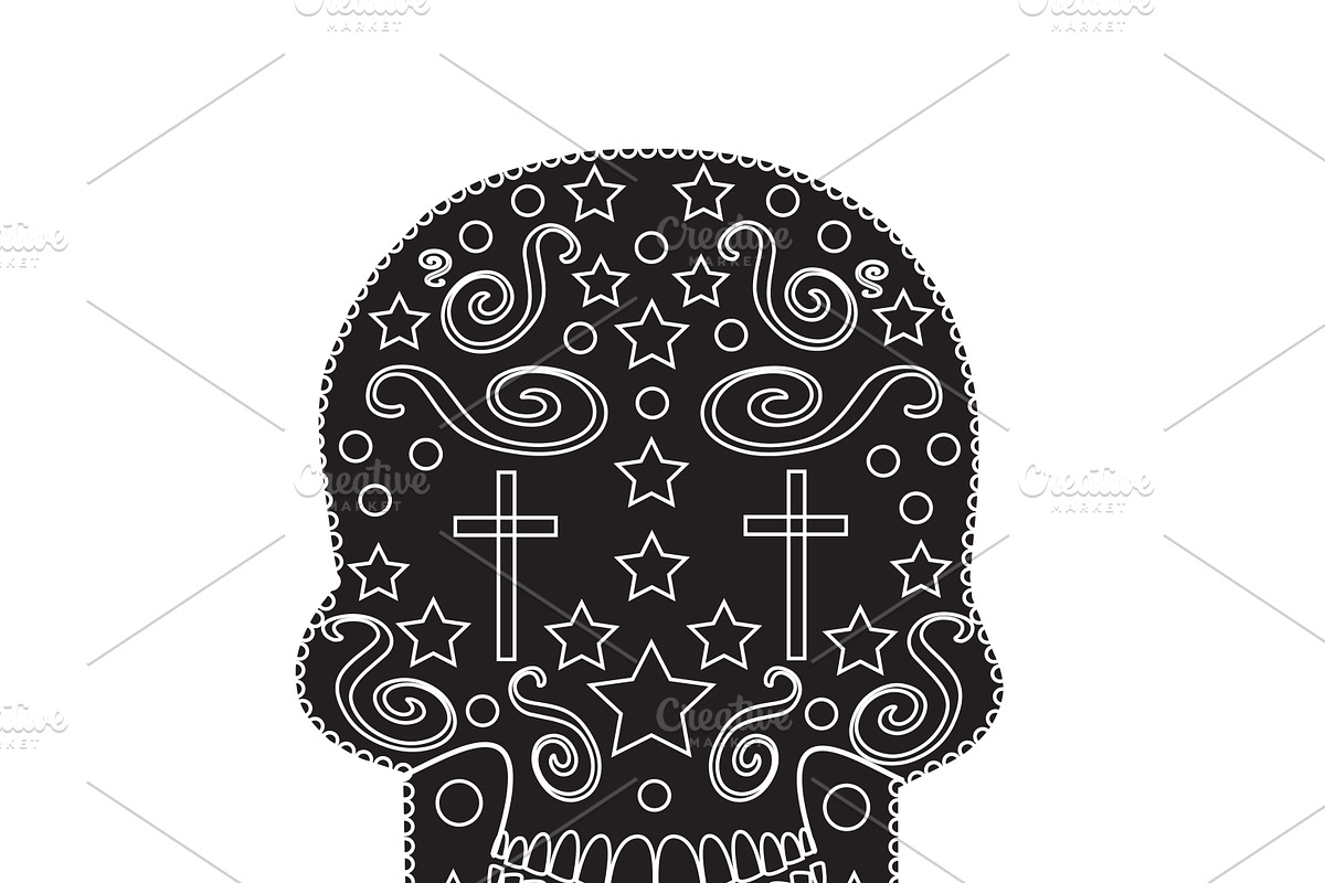Skull ornament with crosses in Graphics - product preview 8