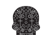 Skull ornament with crosses