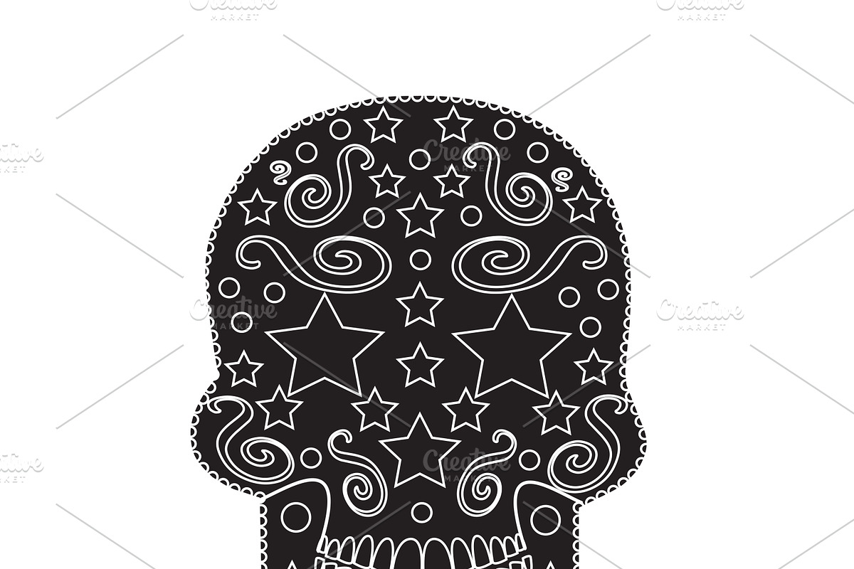 Skull icon ornament with stars in Graphics - product preview 8