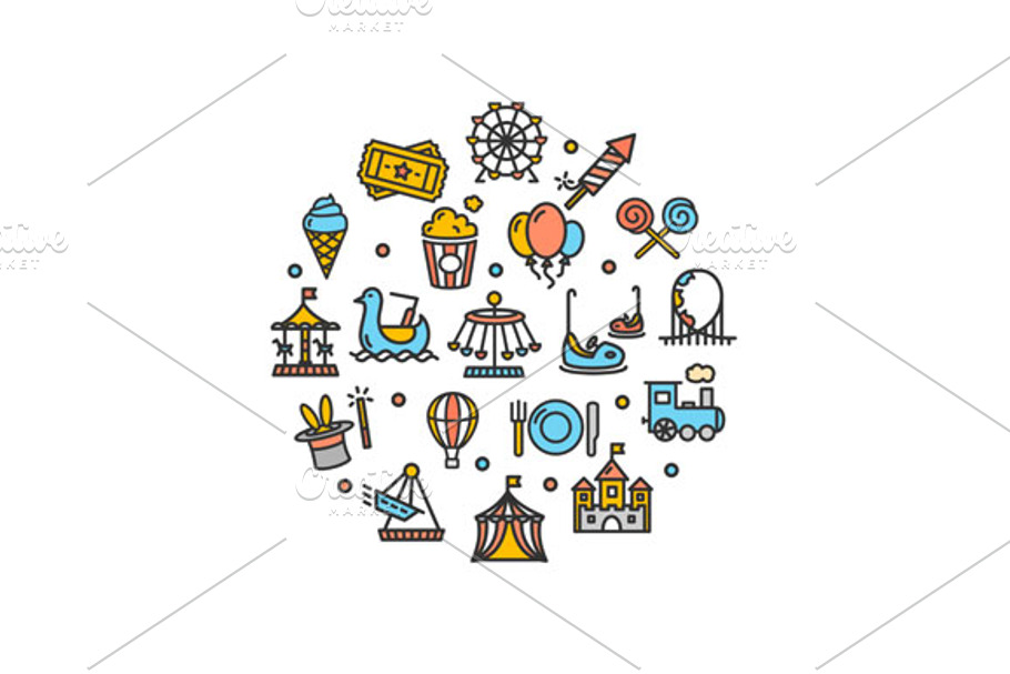 Amusement Park Round Icon in Graphics - product preview 8