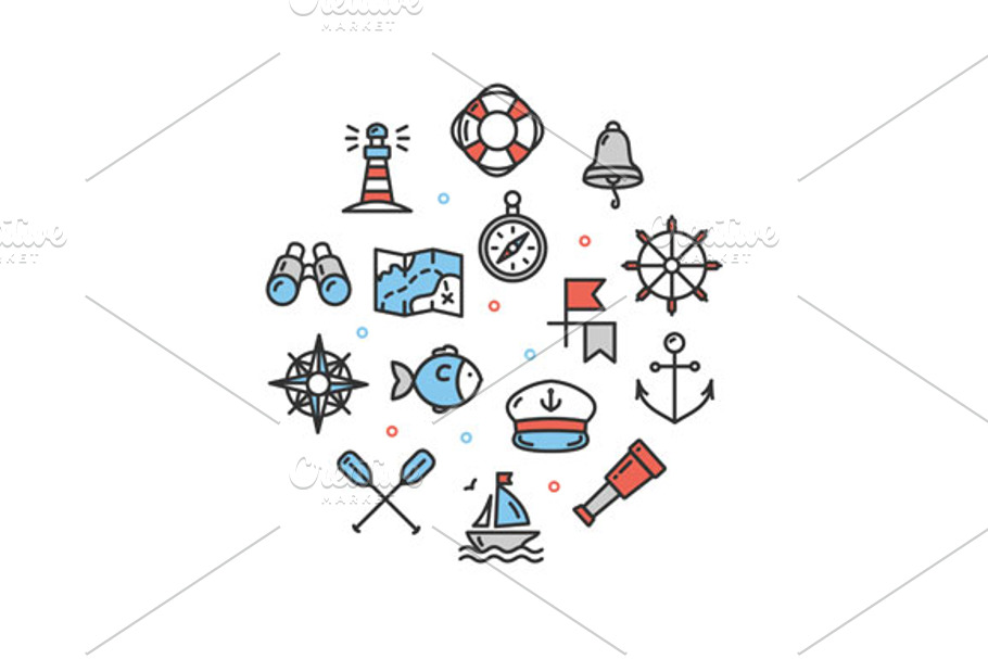 Nautical Sea Round Icon in Graphics - product preview 8