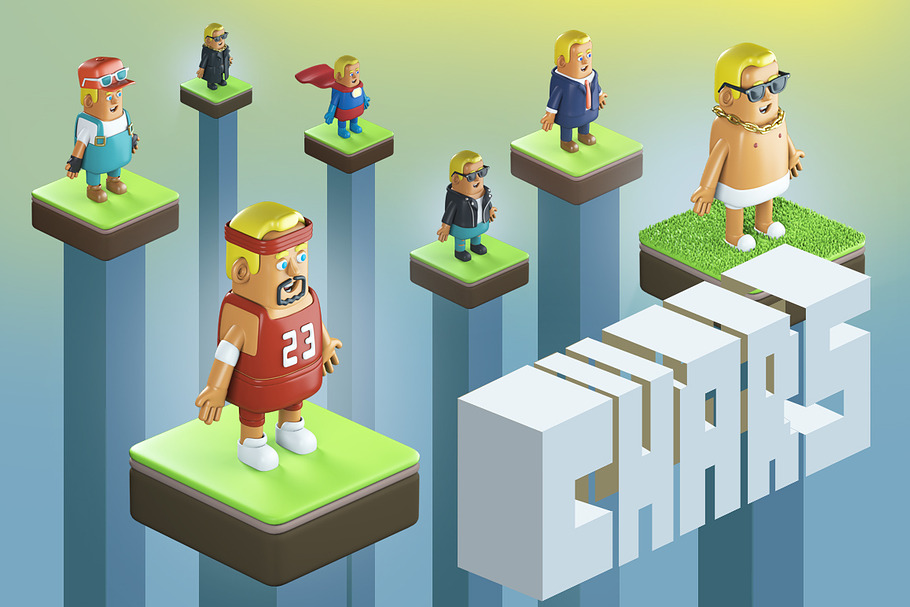 3D isometric characters  in Illustrations - product preview 8
