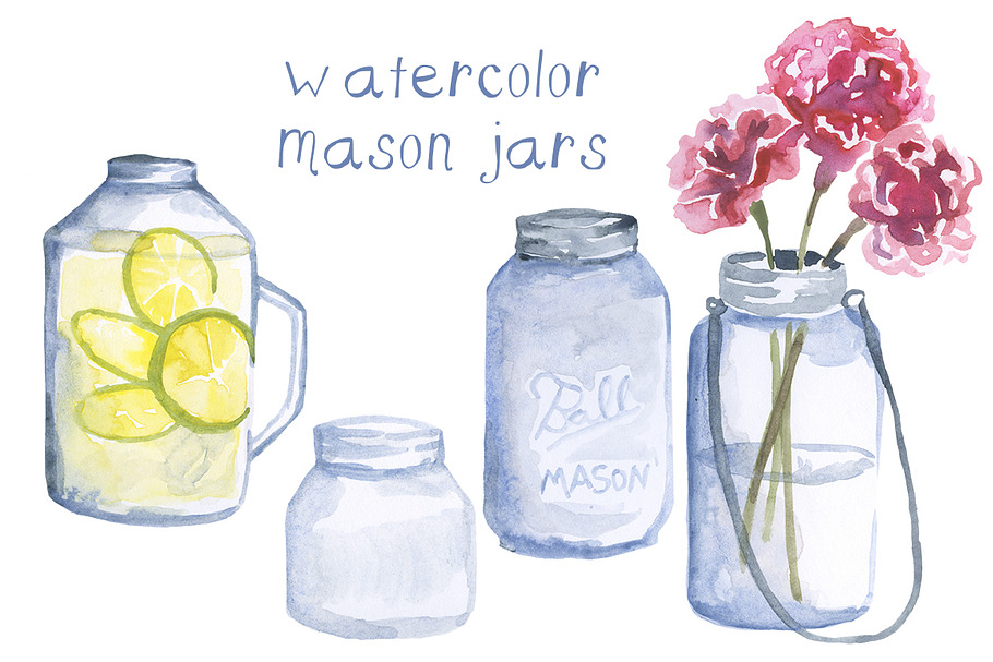 Watercolor Mason Jars