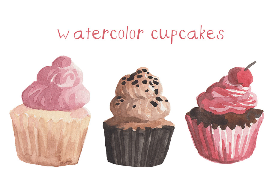 Watercolor Cupcakes Clip art