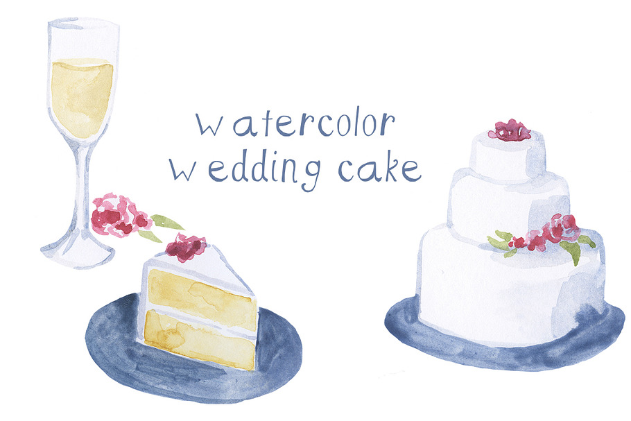 Watercolor Wedding Cake Illustration