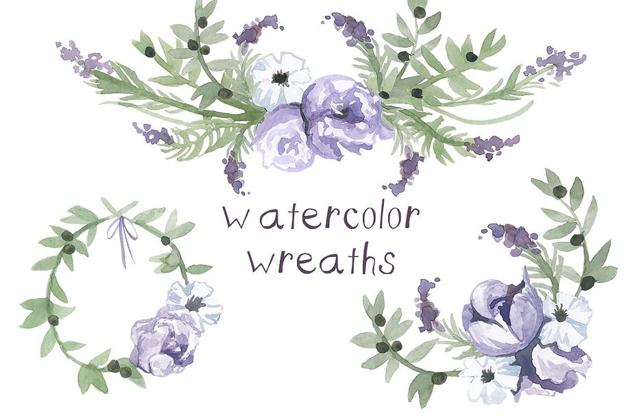 Watercolor Wedding Wreaths Clip Art