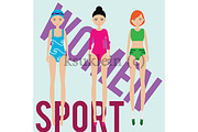 Women sport. Gym, athlete, swimmer