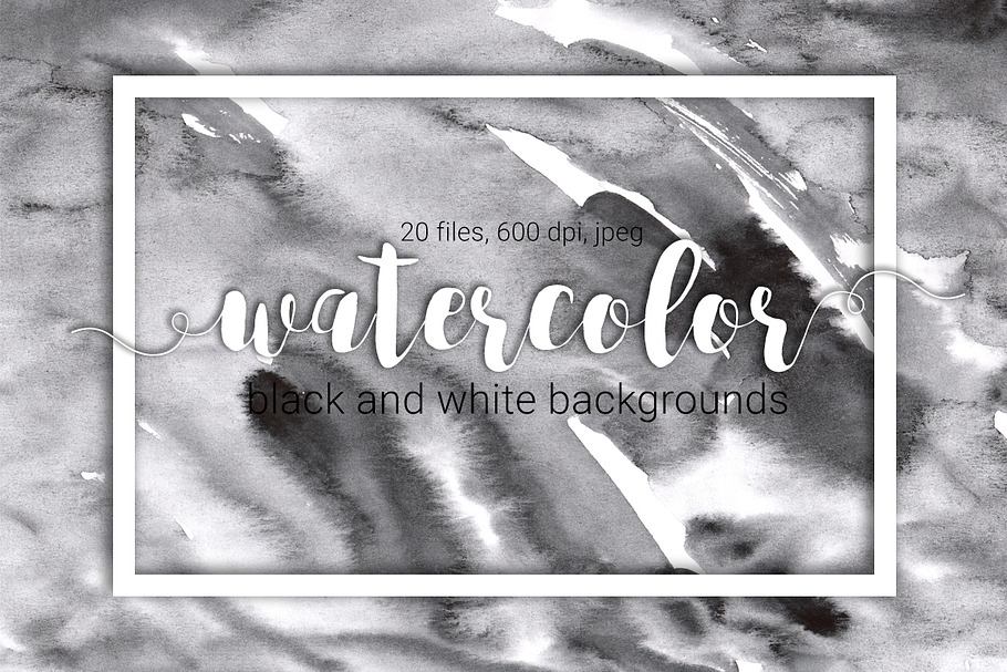 20 B&W watercolor backgrounds in Textures - product preview 8