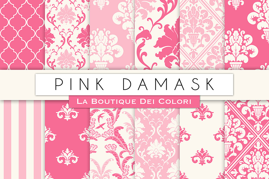 Pink Damask Seamless Digital Paper