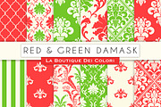Red and Green Damask Digital Paper
