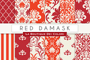 Red Damask Seamless Digital Paper