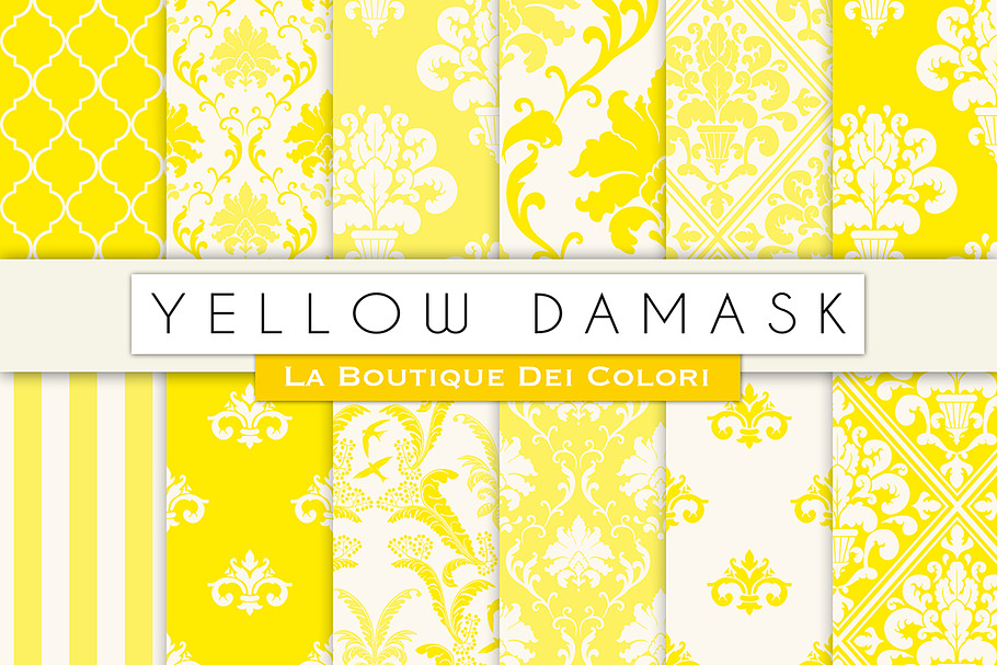 Yellow Damask Seamless Digital Paper